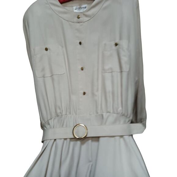 1970's NWT The Wilroy Traveller Dress. Tan A-line Button Down Vintage Size 20 - Picture 2 of 6